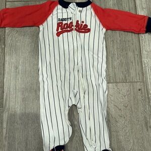 Daddy's Rookie Striped One Piece - Red and White